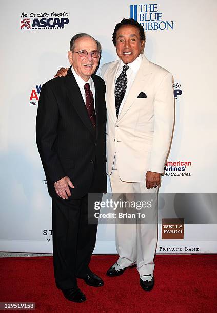 Lyricist Hal David and recording artist Smokey Robinson attend "Love, Sweet Love" musical tribute to Hal David at Mark Taper Forum on October 17,...