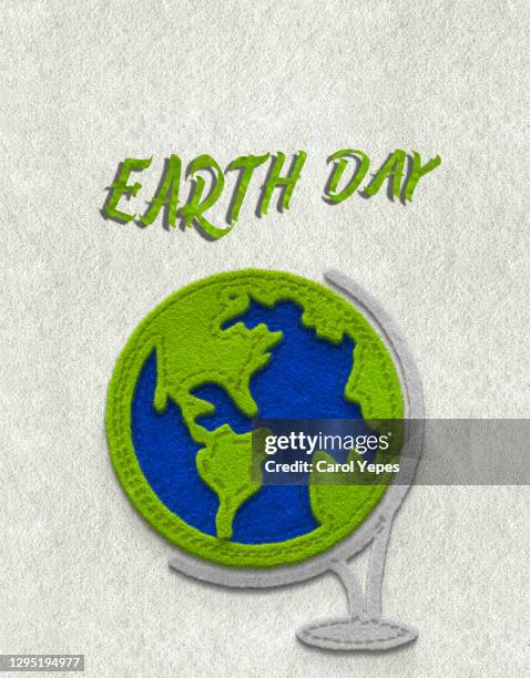 earth day .earth globe in felt pattern - jeans label stock pictures, royalty-free photos & images