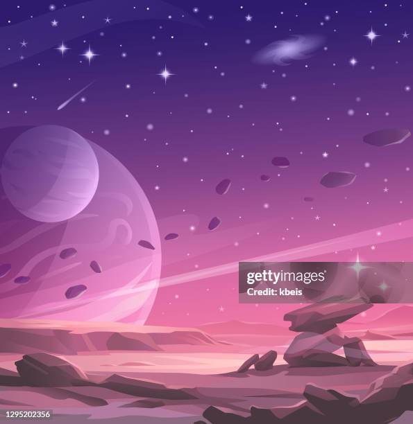 alien planet under a purple sky - alien planet space stock illustrations