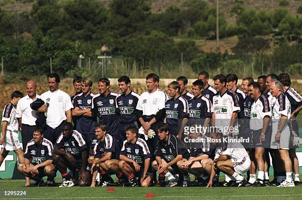 Group photograph of the England team during pre-World Cup training at their camp in La Manga, Spain. \ Mandatory Credit: Ross Kinnaird/Allsport