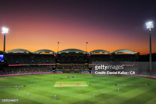 General view of play during the Big Bash League match between the Adelaide Strikers and the Melbourne Renegades at Adelaide Oval, on January 08 in...
