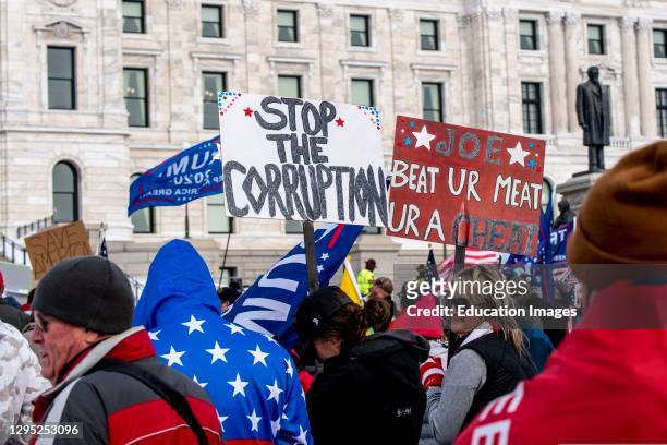 Donald Trump supporters gathered to protest against the certification of Joe Biden as the winner of the presidential election, State capitol, St....