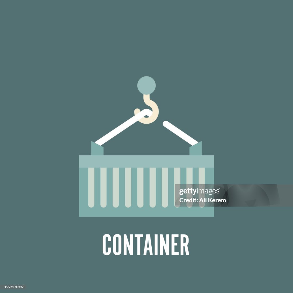 Icône plate de récipient