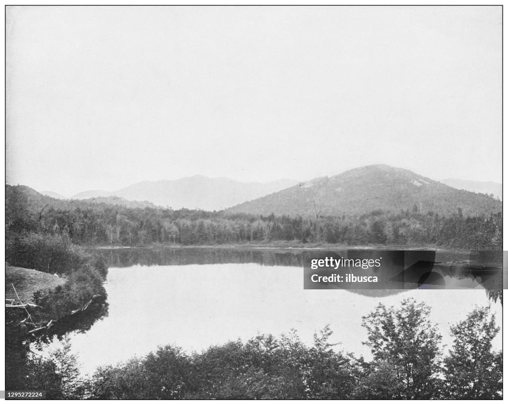Antique photograph: Mirror Lake, Adirondacks, New York
