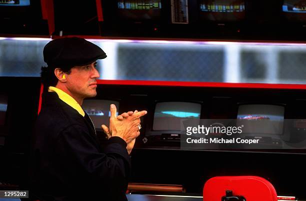 Actor Sylvester Stallone watches the race during the Canadian Grand Prix at the Gilles Villeneuve circuit in Montreal, Canada. \ Mandatory Credit:...
