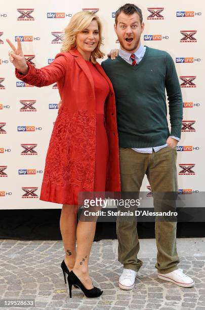Tv host Simona Ventura and Alessandro Cattelan attend X Factor Press Conference on October 18, 2011 in Milan, Italy.
