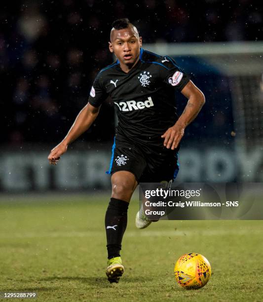 V RANGERS .MCDIARMID PARK - PERTH .Alfreo Morelos in action for Rangers