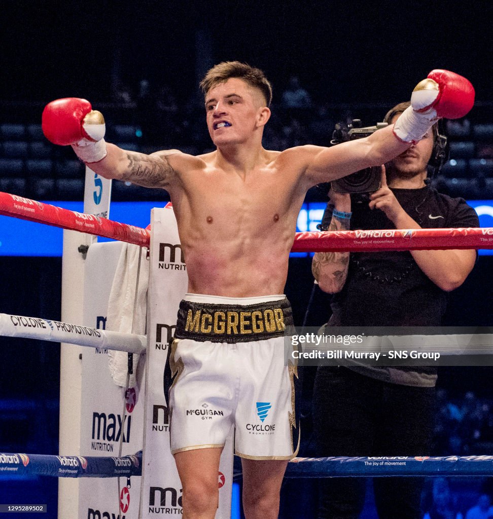 03/03/18 BANTAMWEIGHT CONTEST.LEE MCGREGOR (SCO) v PABLO NARVAEZ (NI).SSE HYDRO - GLASGOW.Scotland's Lee McGregor celebrates his win over Nicaragua's Pablo Narvaez.