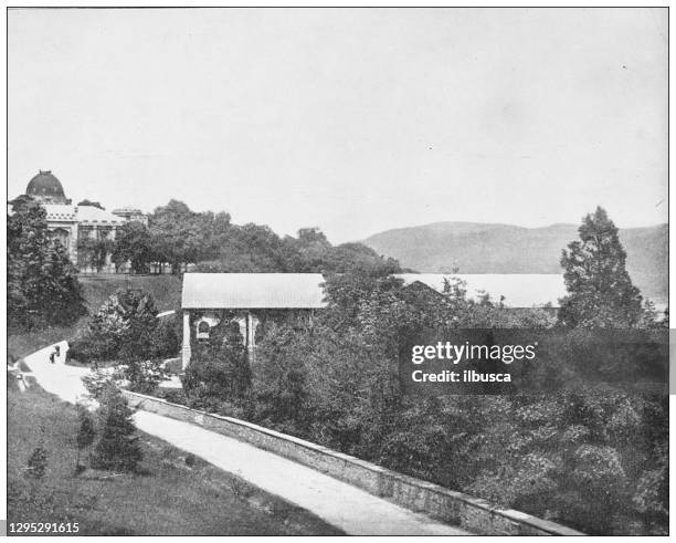 antique photograph: west point on hudson river - west point new york stock illustrations