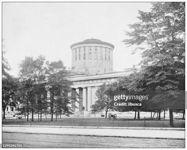 antique photograph: ohio state capitol, columbus - ohio state capitol stock illustrations