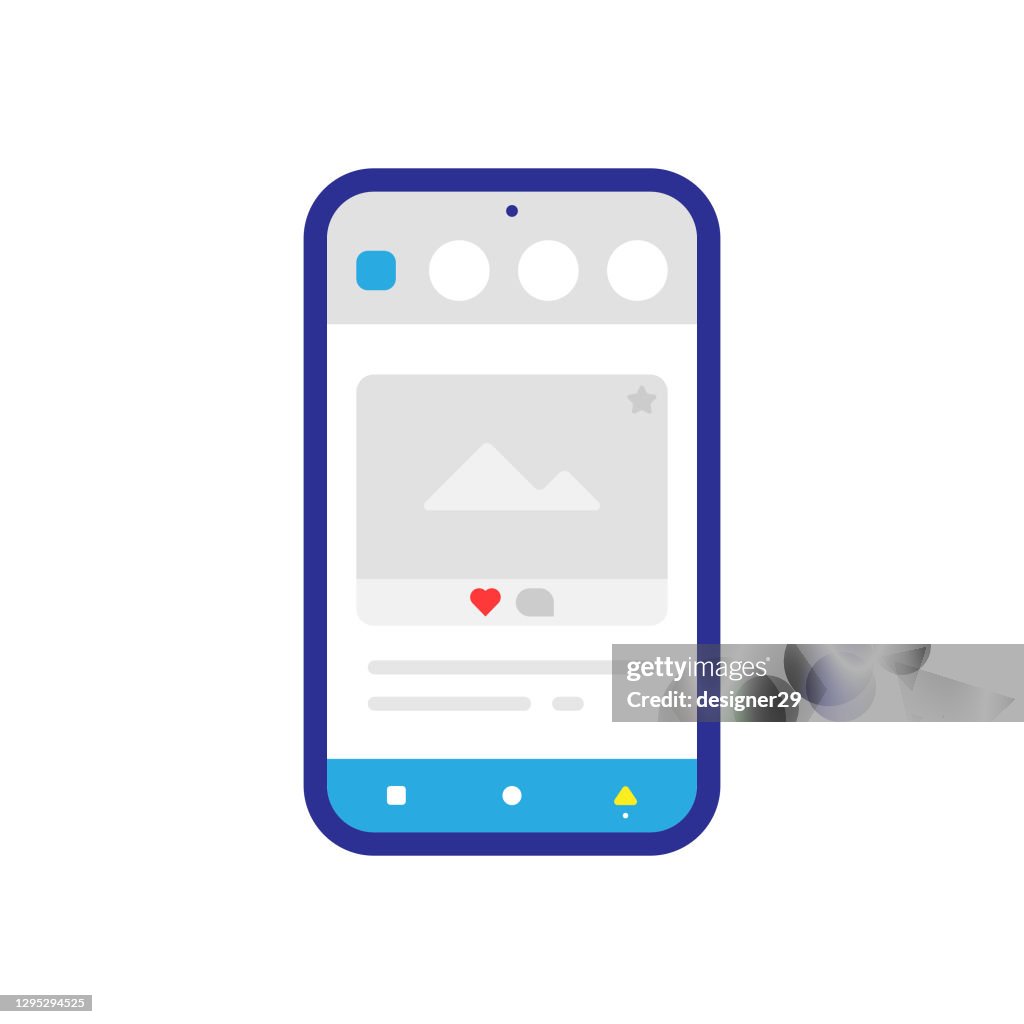 Mobile Phone and Social Media Like Icon Vector Design on White Background.