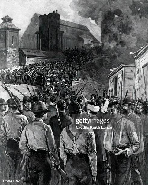 homestead riots von 1892 - police in riot gear stock-grafiken, -clipart, -cartoons und -symbole