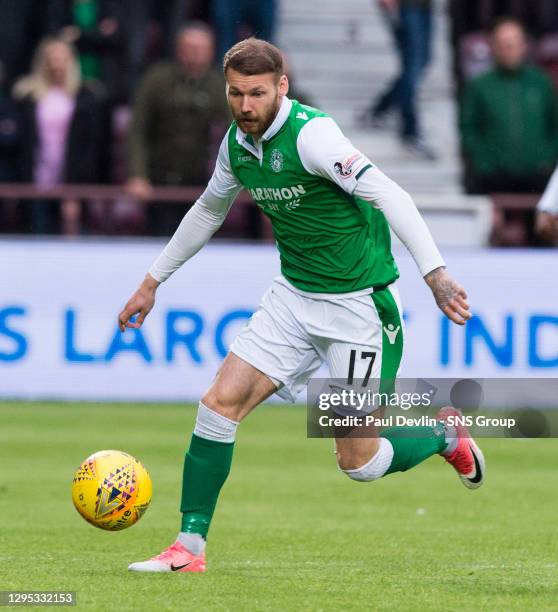 V HIBERNIAN . TYNECASTLE PARK - EDINBURGH.Martin Boyle in action for Hibs