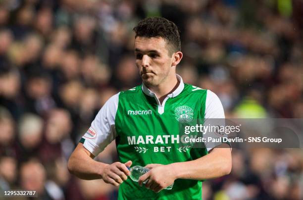 V HIBERNIAN . TYNECASTLE PARK - EDINBURGH.John McGinn in action for Hibs