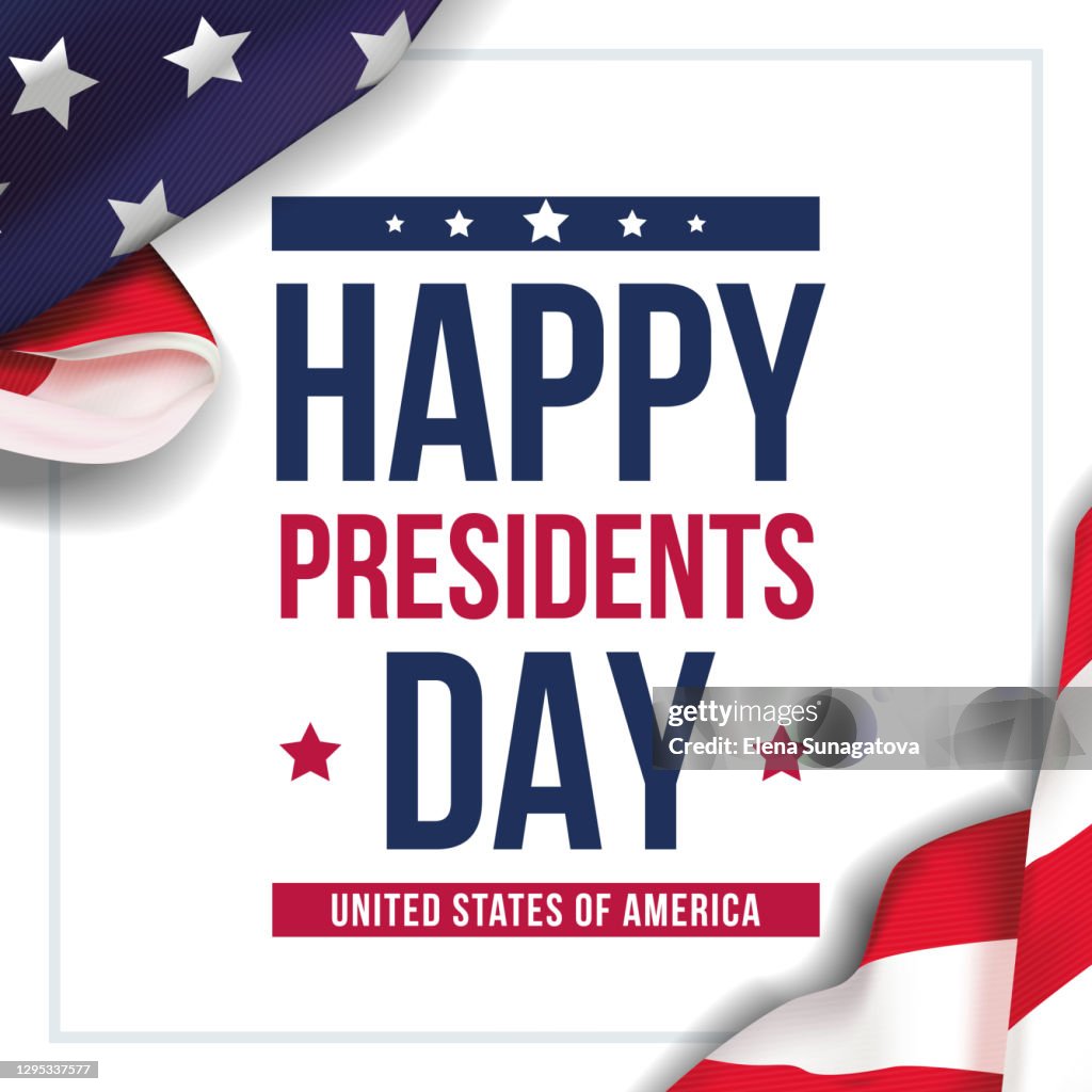 Presidents Day Background Banner On Top Of American Flag Vector ...