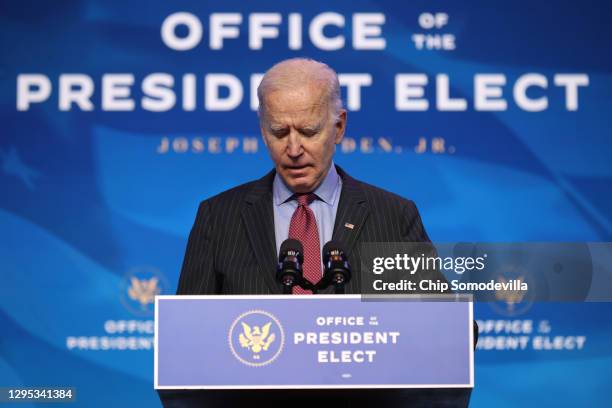 President-elect Joe Biden delivers remarks before announcing members of his cabinet that will round out his economic team, including secretaries of...