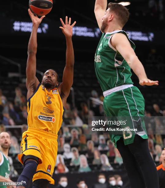 Errick McCollum, #3 of Khimki Moscow Region in action during the 2020/2021 Turkish Airlines EuroLeague Regular Season Round 18 match between Zalgiris...