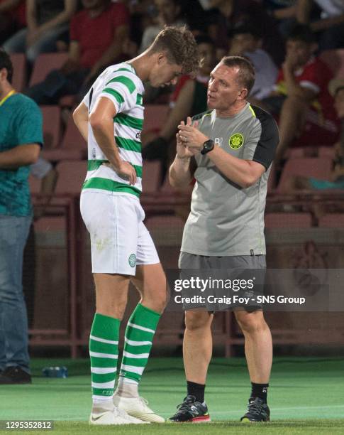 V CELTIC .YEREVAN - ARMENIA.Brendan Rodgers and Jack Hendry