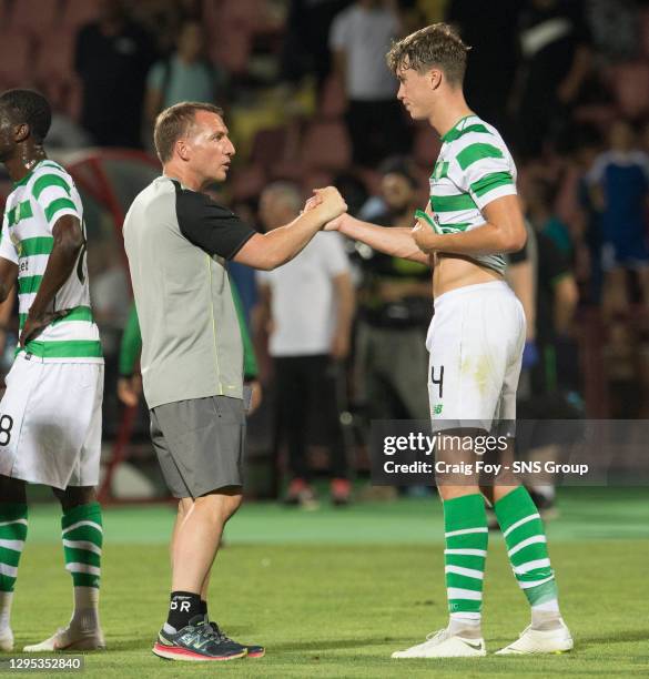 V CELTIC .YEREVAN - ARMENIA.Brendan Rodgers and Jack Hendry