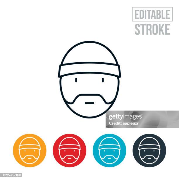 lumberjack thin line icon - editable stroke - lumberjack stock illustrations