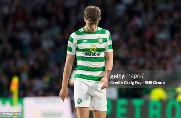 V AEK ATHENS.CELTIC PARK - GLASGOW .Celtic's Jack Hendry shows his frustration as the game finishes in a draw