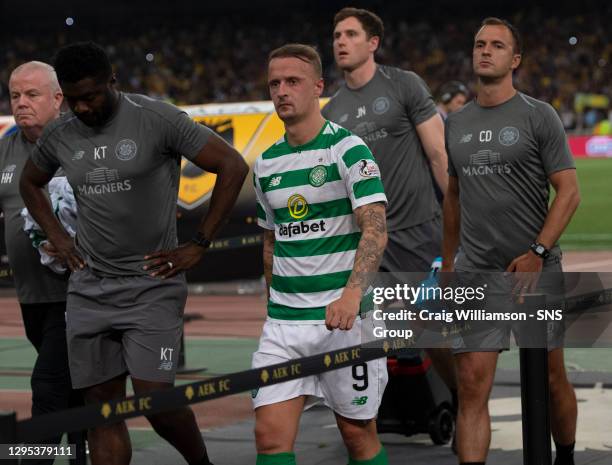 2nd LEG.AEK ATHENS v CELTIC .ATHENS - GREECE.Celtic's Leigh Griffiths looks dejected at the end of the match.