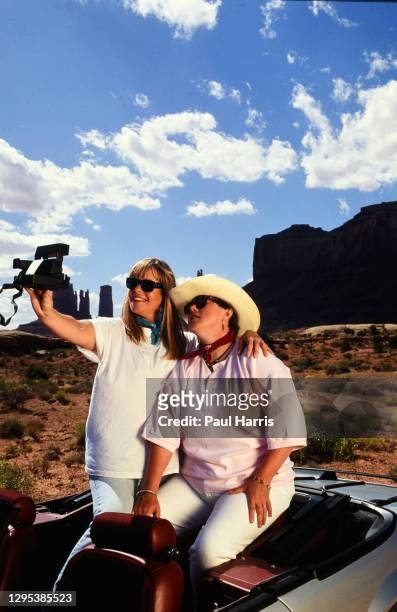 Birds Of A Feather Girls Pauline Quirk who played Sharon and Linda Thompson who played Tracey September 1, 1993 Monument Valley, Utah