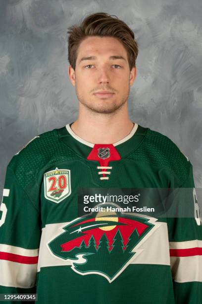 Brandon Duhaime of the Minnesota Wild poses for his official headshot for the 2020-2021 season on January 3, 2021 at the Tria Practice Rink in St....