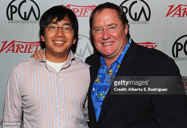 Zao Yang and Disney Studios and Pixar Animation Studios Chief Creative Officer John Lasseter attend The Producers Guild of America's Digital 25: 2011...