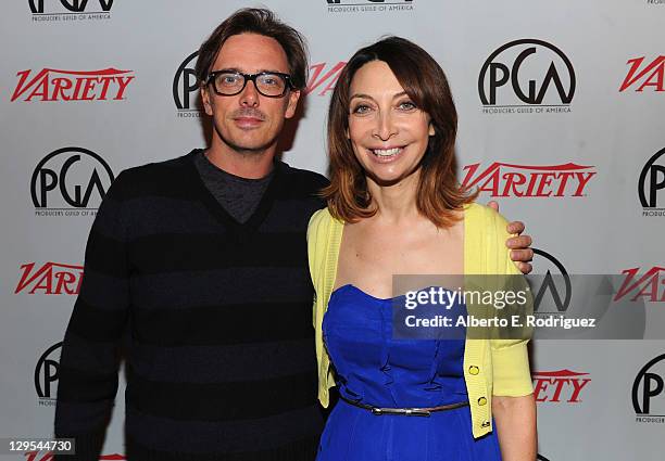 Actor Donovan Leitch and actress Illeana Douglas attend The Producers Guild of America's Digital 25: 2011 Leaders in Emerging Entertainment in...