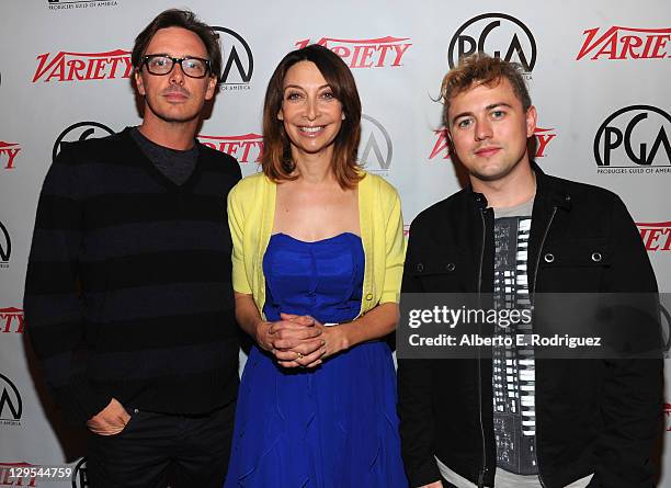 Actor Donovan Leitch, actress Illeana Douglas and DJ Jordan Laws attend The Producers Guild of America's Digital 25: 2011 Leaders in Emerging...
