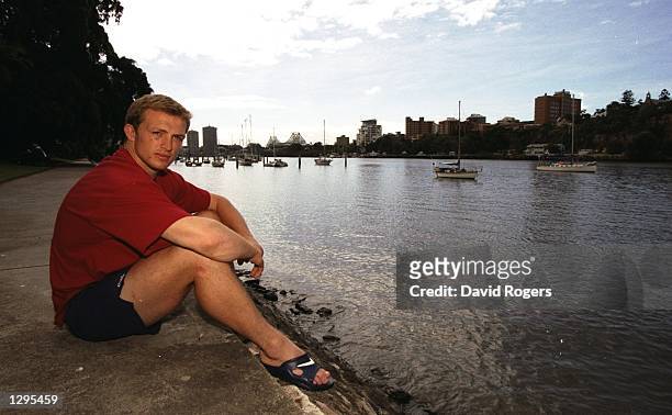 Matt Dawson, England's captain relaxes in the evenung sun during the England Training sessions on the 1998 England Summer Tour held in Brisbane,...