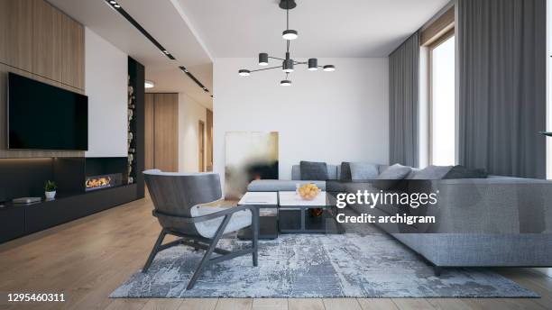 Interior Design Architecture Computer Generated Image Of Living Room ...
