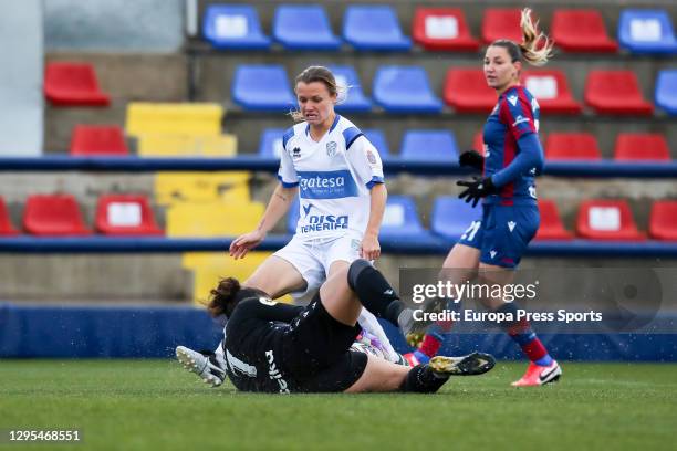 Maria Lopez of Levante UD in action in action during the women's Spanish league, Primera Iberdrola, football match played between Levante UD and...