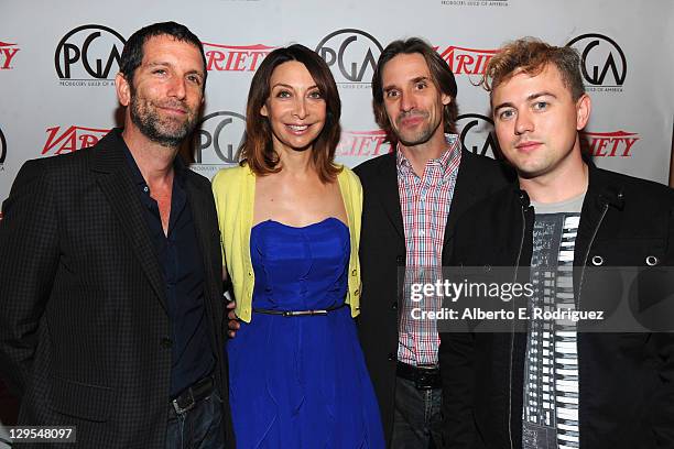 Event co-chair Shawn Gold, actress Illeana Douglas, event co-chair Marc Scarpa and DJ Jordan Laws attend The Producers Guild of America's Digital 25:...