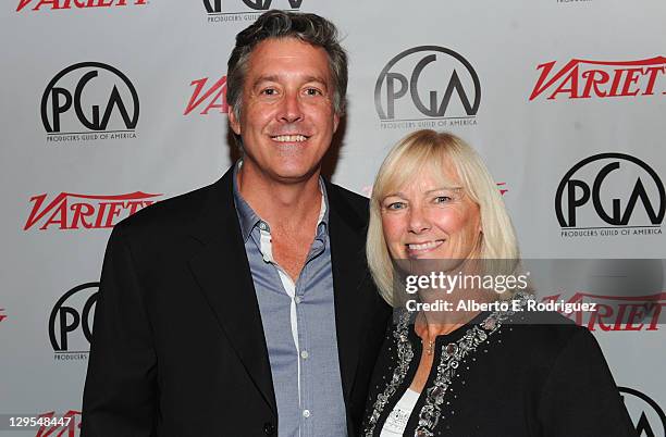 Sony Pictures Home Entertainment's John Calkins and Sony Imageworks' Debbie Denise attend The Producers Guild of America's Digital 25: 2011 Leaders...