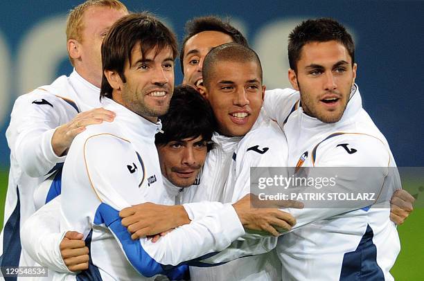 Midfielder David Albelda, Argentinian midfielder Ever Benega, French midfielder Sofiane Feghouli, Brazilian striker Jonas and Torre Victor Ruiz of...