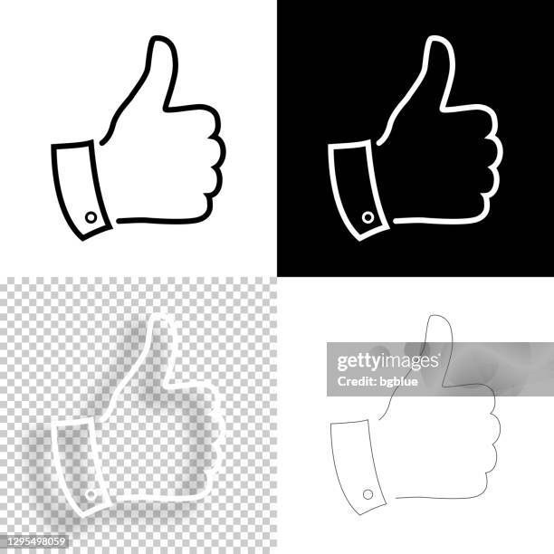 thumb up. icon for design. blank, white and black backgrounds - line icon - white instagram logo stock illustrations