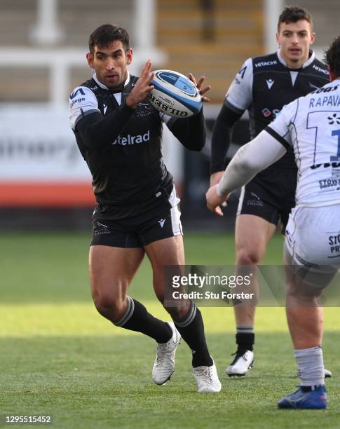 Matias Orlando of Newcastle Falcons in action during the Gallagher Premiership Rugby match between Newcastle Falcons and Gloucester at Kingston Park...