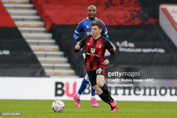 Gavin Kilkenny of Bournemouth during FA Cup 3rd Round match between Oldham Athletic and AFC Bournemouth at Vitality Stadium on January 09, 2021 in...
