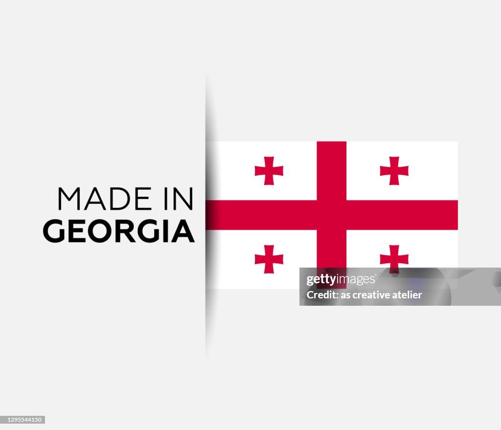 Made in the Georgia label, product emblem. White isolated background