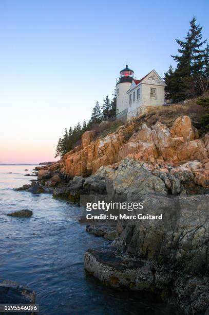 bass harbor head lighthouse, maine, usa - acadia national park stock pictures, royalty-free photos & images