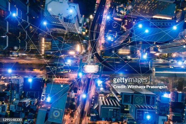 smart city and connection lines. internet concept of global business - sydney buildings city stock pictures, royalty-free photos & images