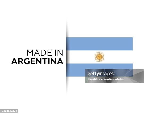 illustrations, cliparts, dessins animés et icônes de fabriqué sous l’étiquette argentine, emblème du produit. fond d’isolement blanc - drapeau argentin