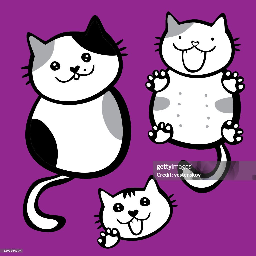 Cute illustration cats with funny face and gestures