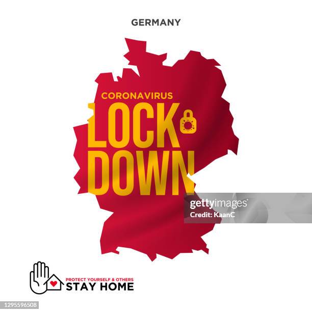 lockdown concept. germany map. covid-19 outbreak influenza as dangerous flu strain cases as a pandemic concept banner flat style illustration, covid-19 stock illustration stock illustration - lockdown curfew stock illustrations