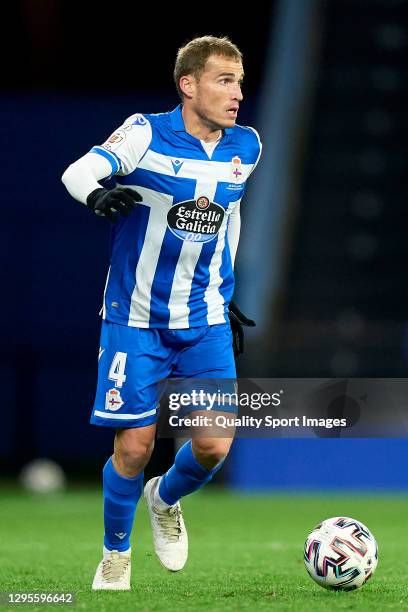 Alex Bergantinos of Deportivo de La Coruna in action during Copa del Rey Second Round Match between RC Deportivo de La Coruna and Deportivo Alaves at...