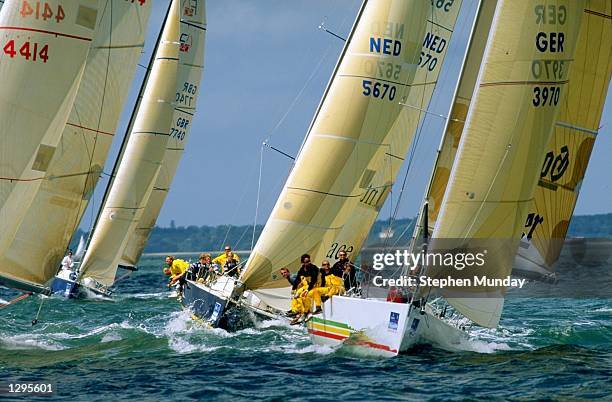 Judel/Vrolijk 45 Hexe leads Mean Marine 41 Reckless on the first day of the Rolex Commodore's Cup in the Solent, off Cowes, England. \ Mandatory...