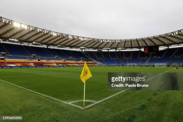 General view inside the stadium prior to the Serie A match between AS Roma and FC Internazionale at Stadio Olimpico on January 10, 2021 in Rome,...