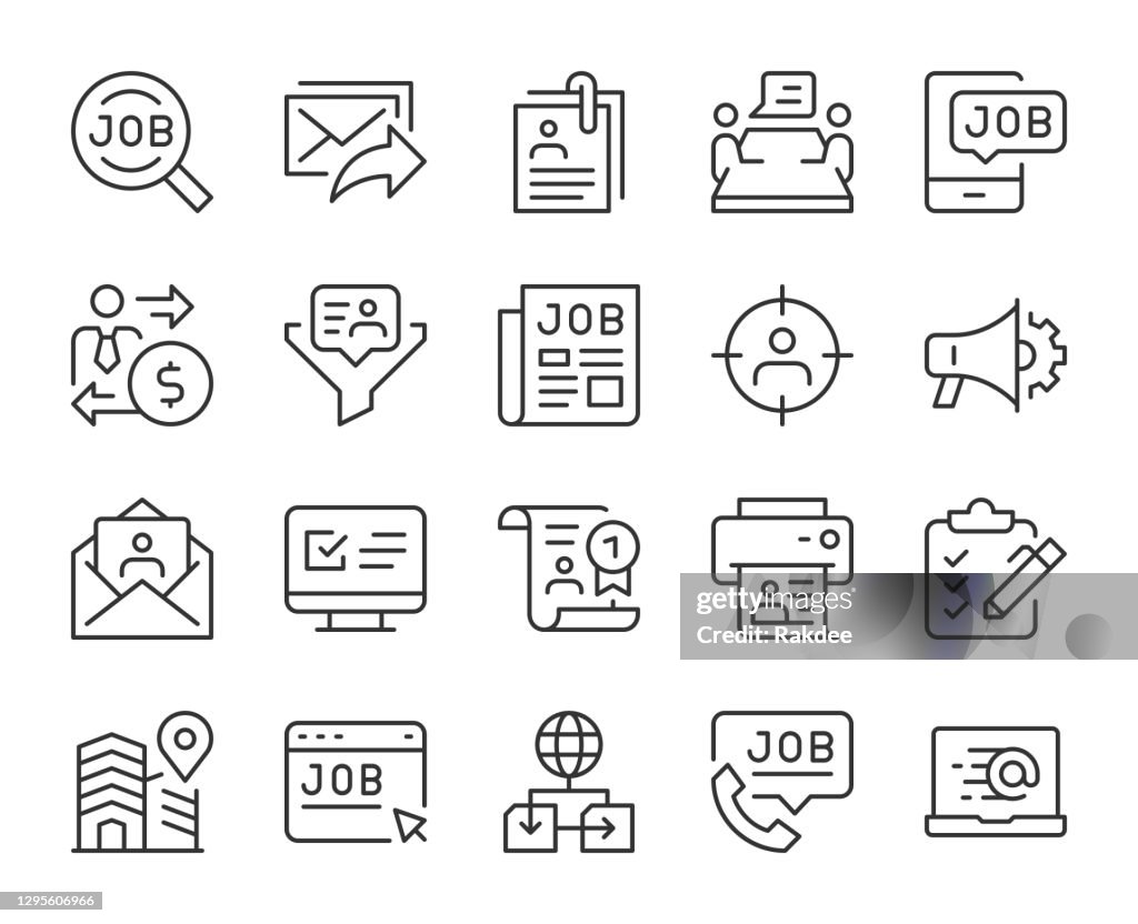 Job Search - Light Line Icons
